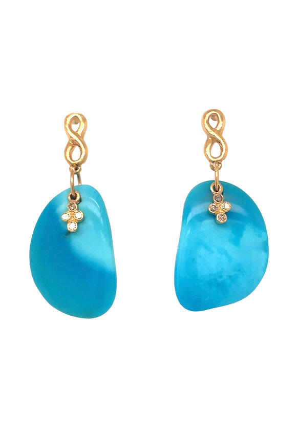 Ellen Hoffman Sleeping Beauty Turquoise & Diamond Earrings - view 1