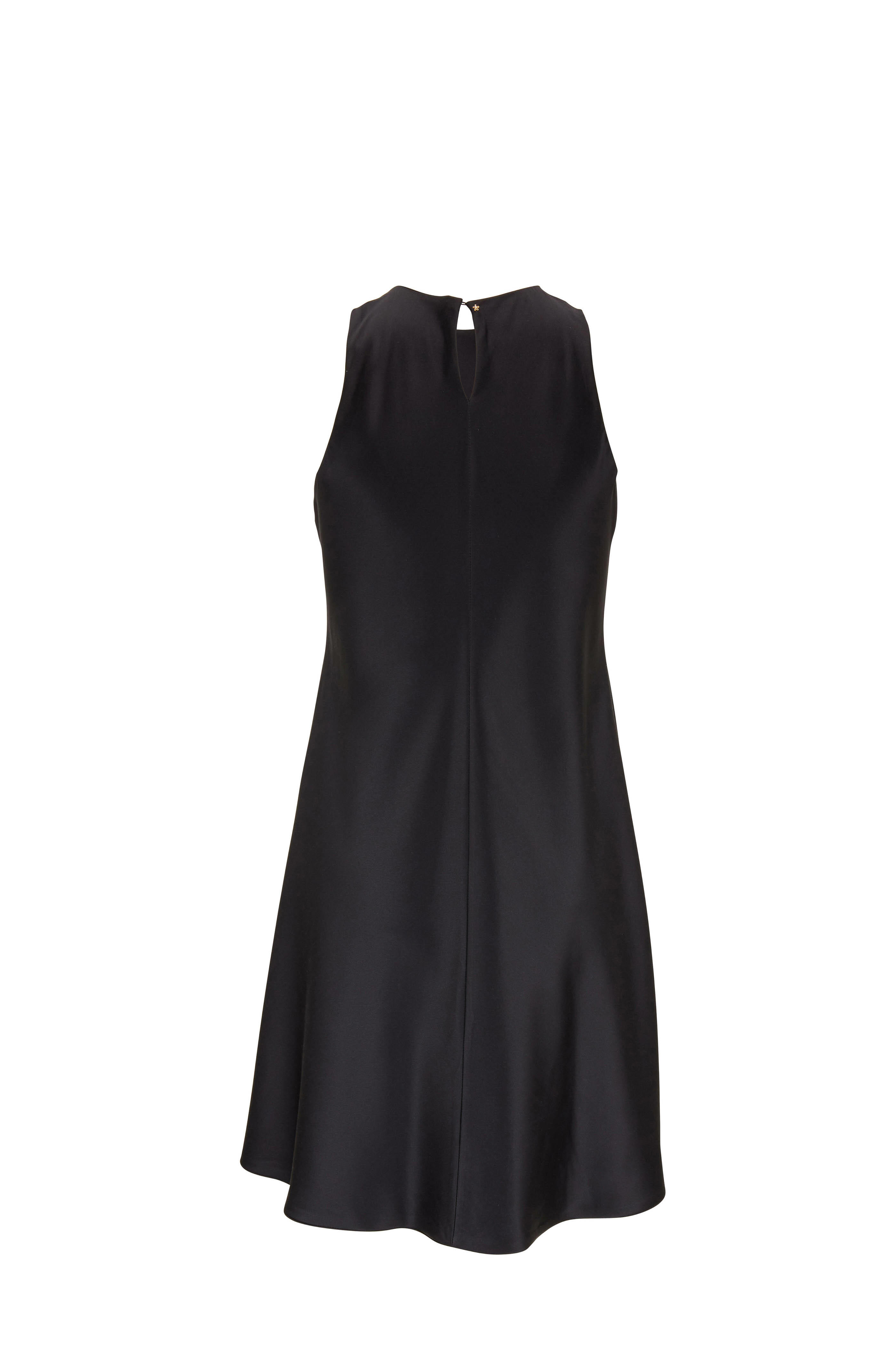black silk shift dress Tailored Black Silk Party Dress