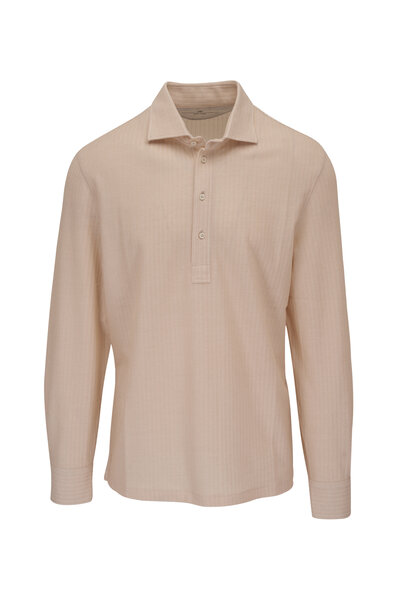 Brunello Cucinelli open-knit cotton polo top - Neutrals