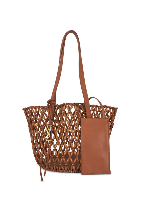 Saint Laurent Small Panier Woven Wood Bead Tote - view 5