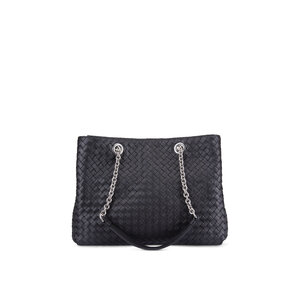 ●BOTTEGAVENETA ●ボッテガヴェネタ Chain Tote Bottega Veneta - Black Woven Nappa Leather Tote | Mitchell
