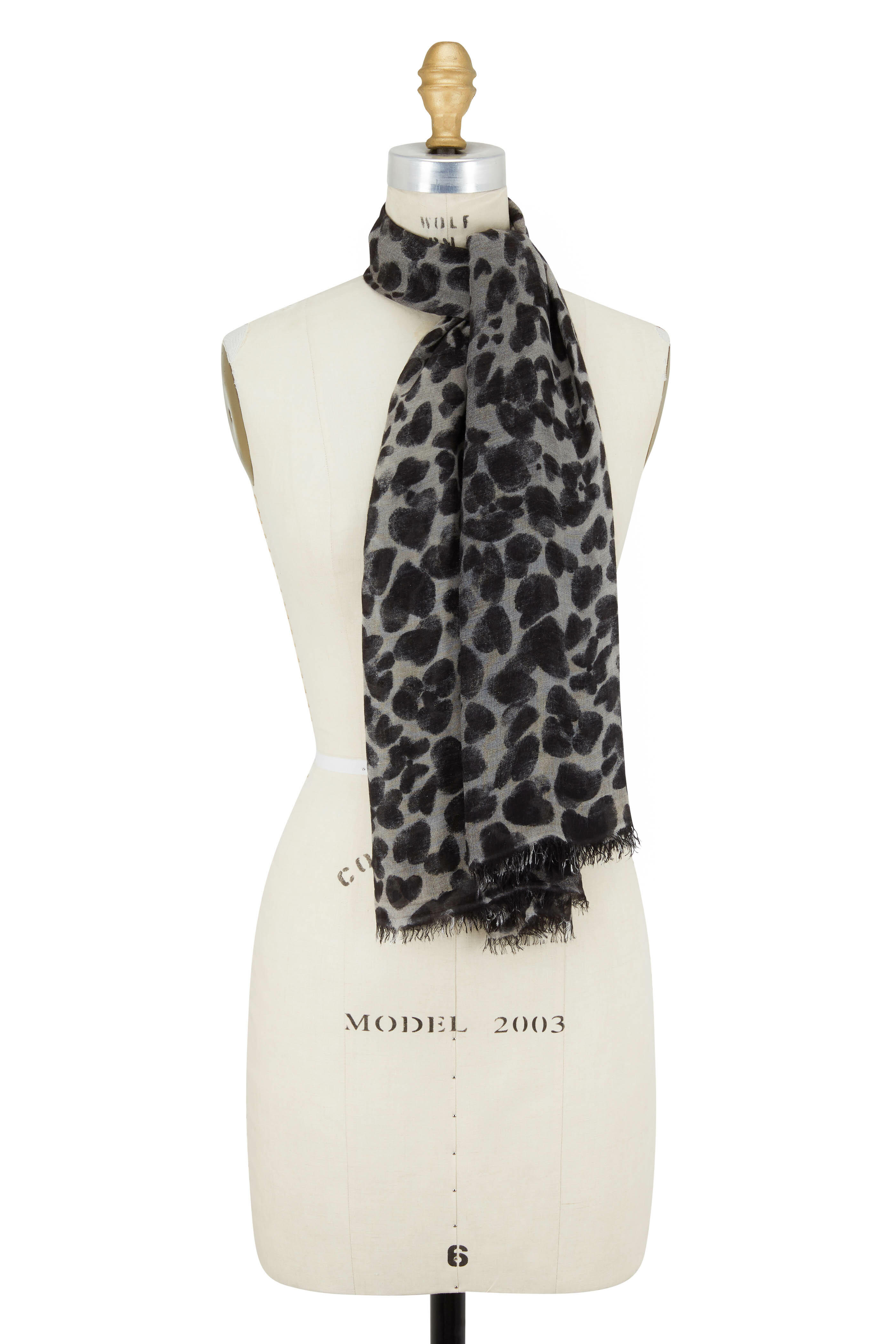 Faliero Sarti - Moana Black & Natural Animal Print Scarf