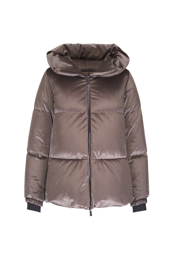 Herno Chocolate Corduroy Down Bomber Jacket - view 1