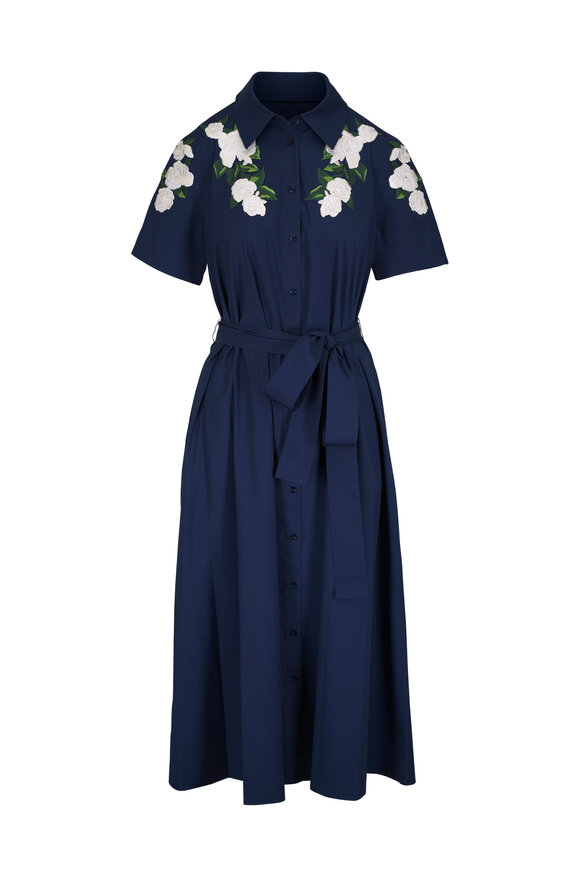 blue embroidered shirt dress Azalea Embroidered Shirt Dress