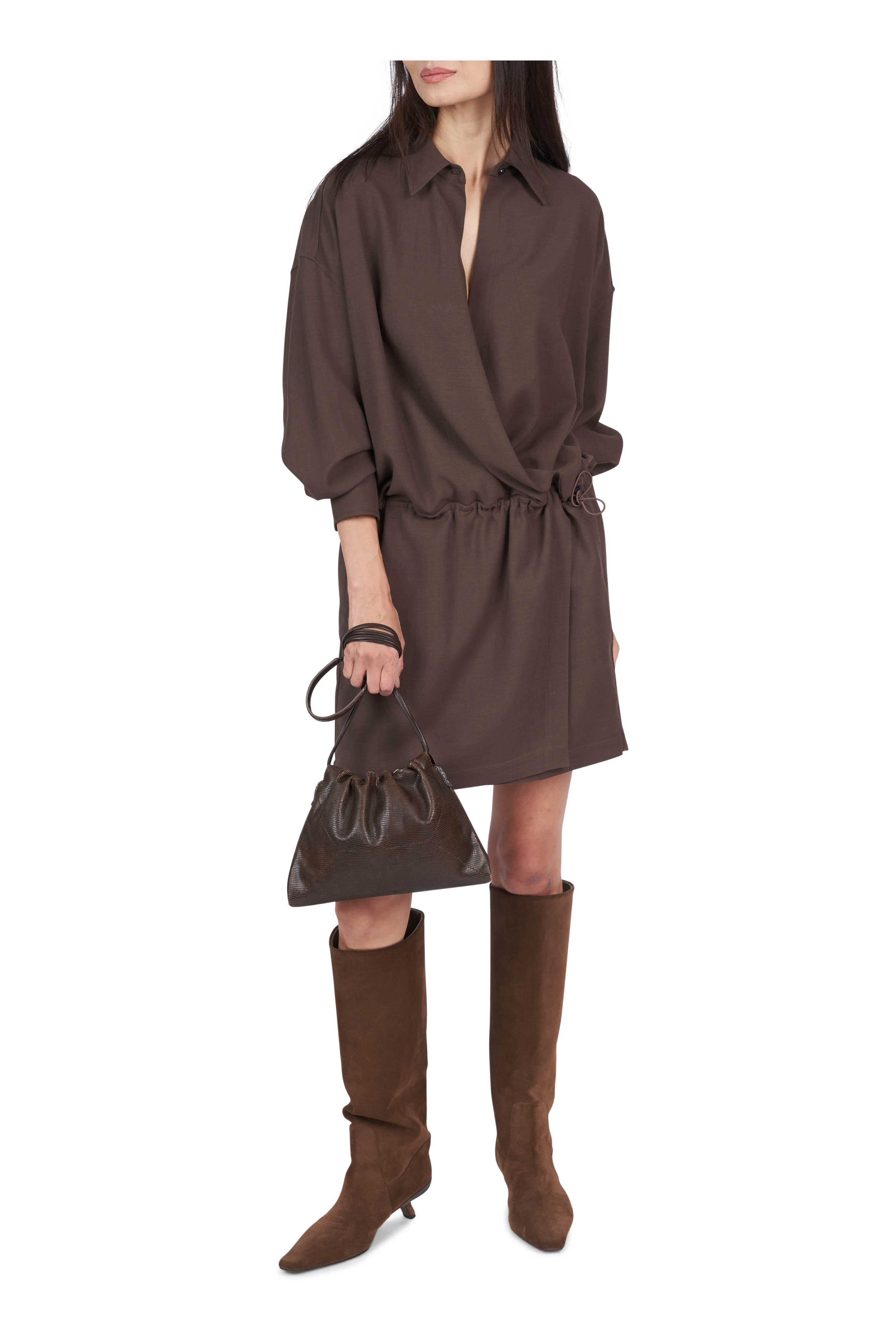 Brunello Cucinelli - City Mocha Suede Tall Boot, 45mm - view 4
