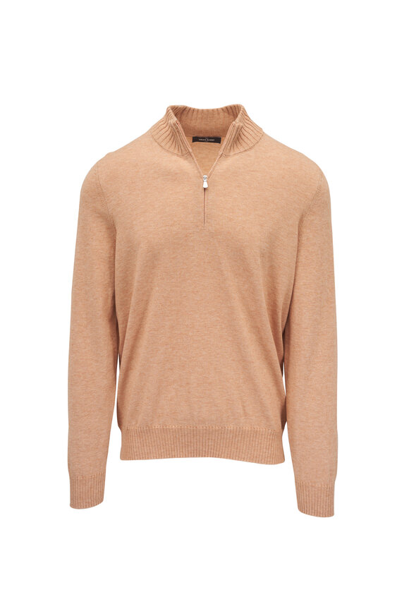 Gran Sasso Orange Cotton & Cashmere Quarter Zip