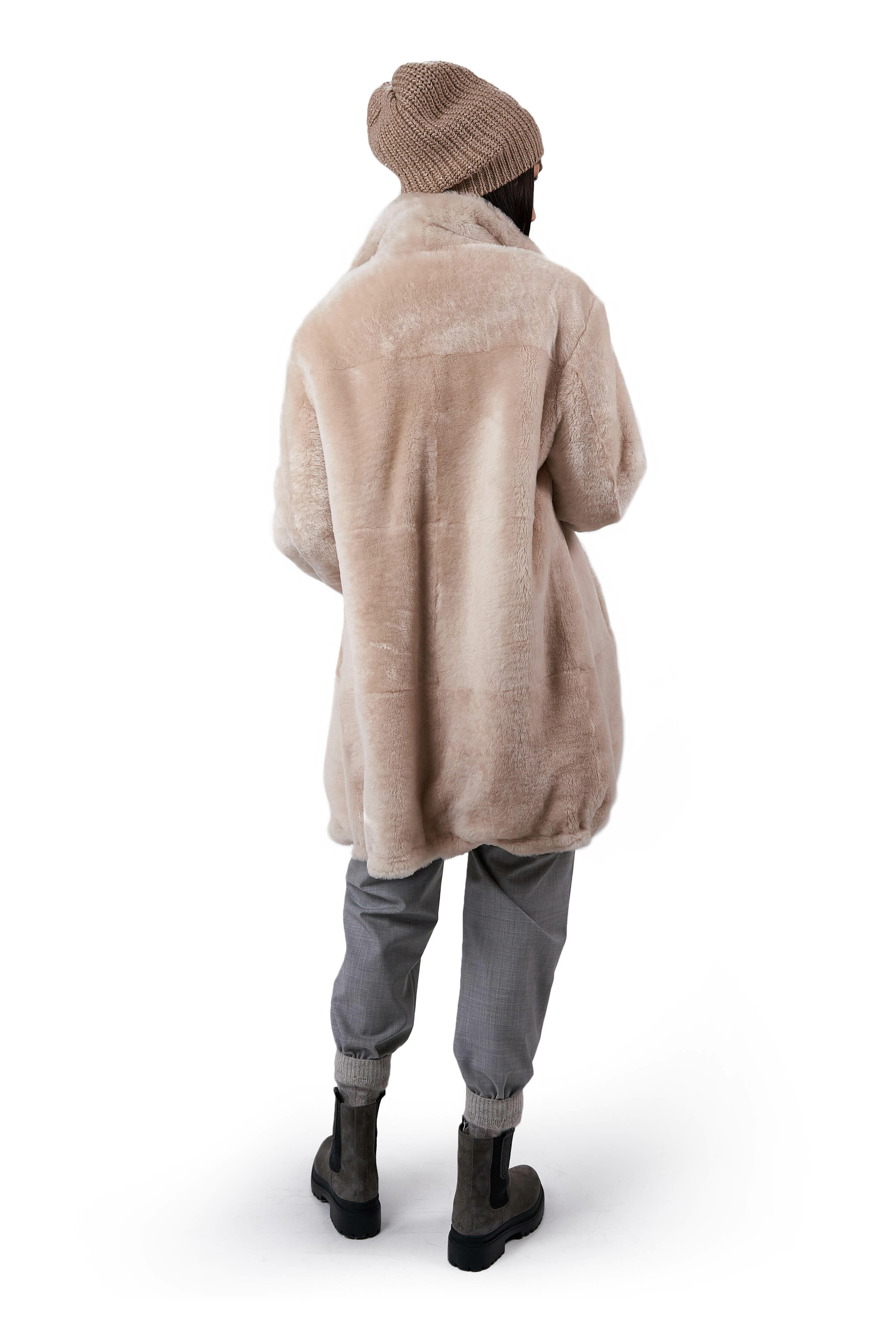 Brunello Cucinelli - Camel Shearling Mid-Length Coat
