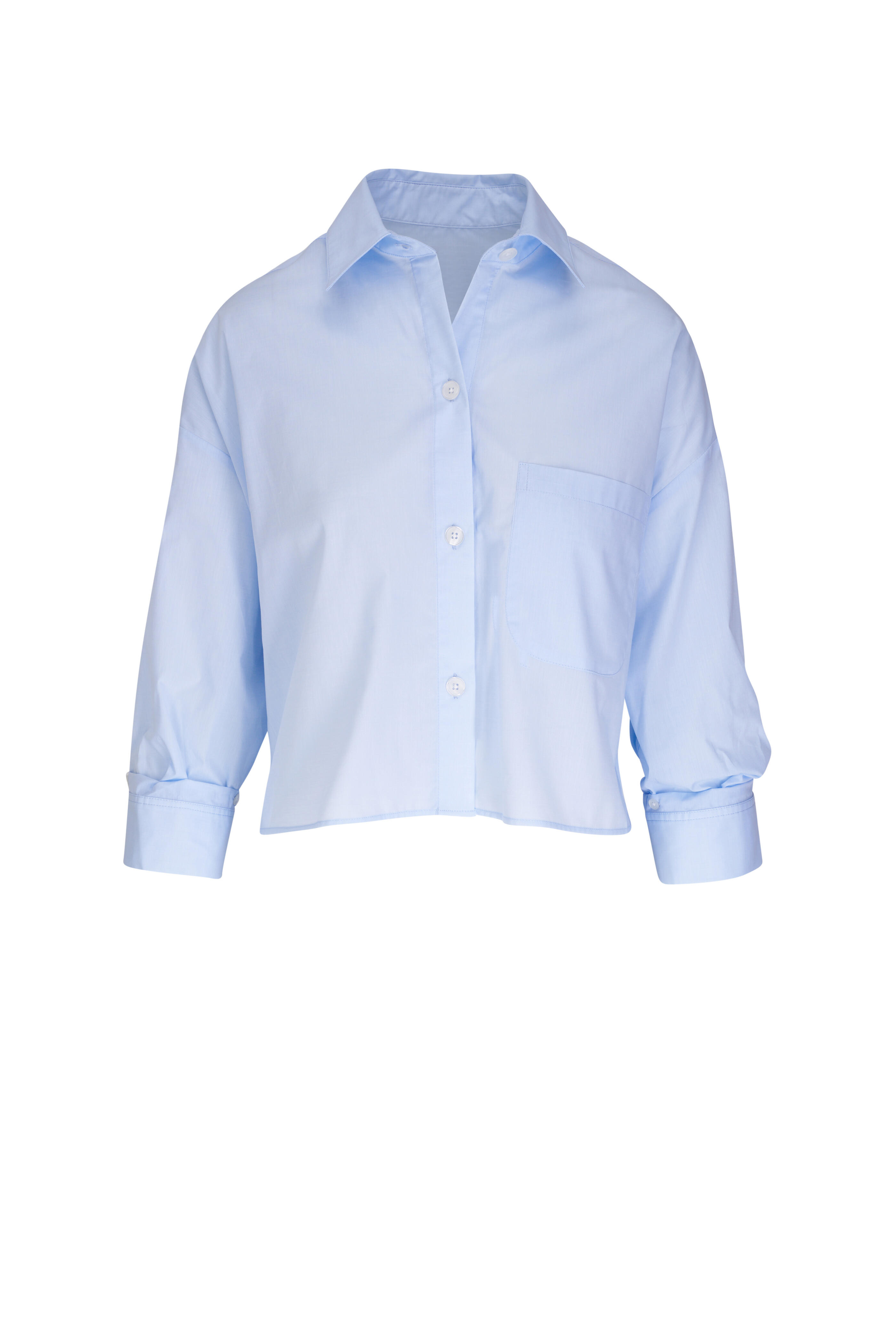 TWP - Soon To Be Ex Baby Blue Crop Shirt