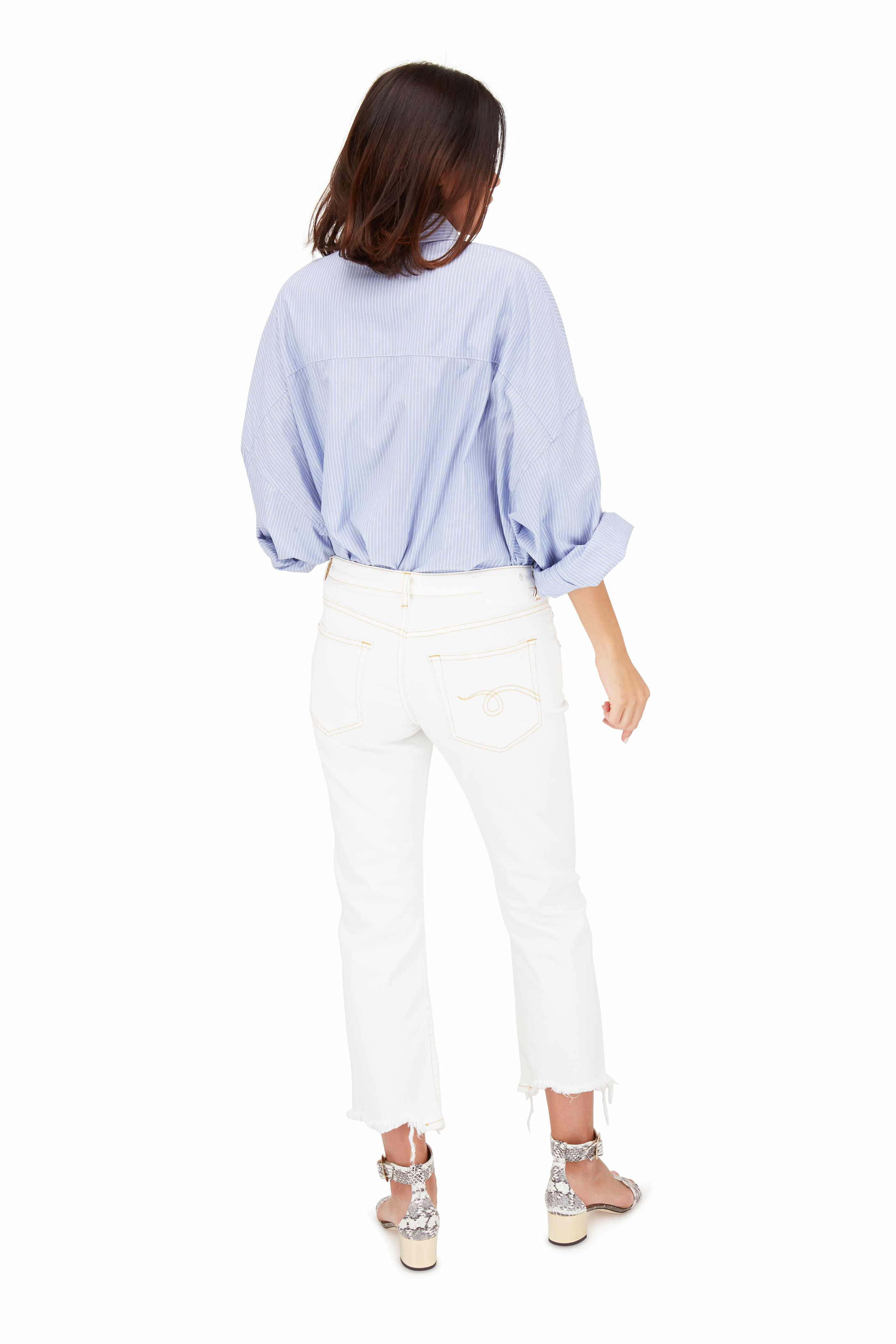 R13 - Oversized Light Blue Striped Cotton Shirt | Mitchell Stores