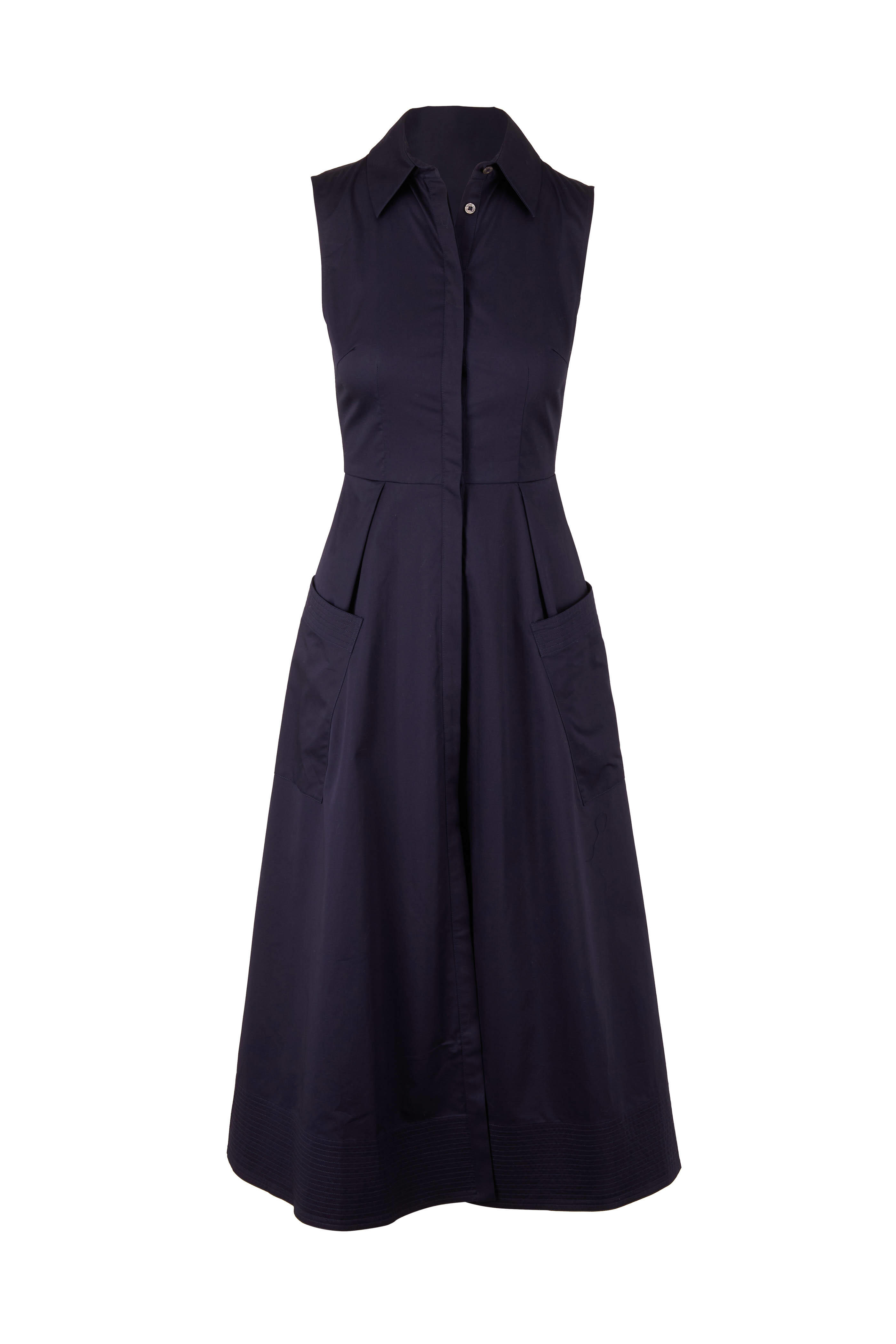 CO Collection - Essentials Navy Sleeveless Button Down Dress