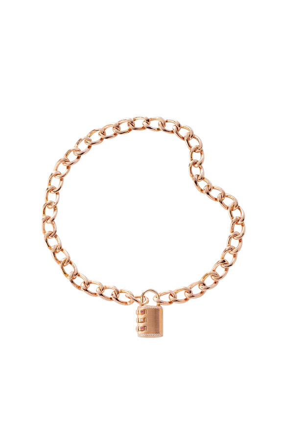 James Banks 18K Rose Gold Code Padlock Chain Necklace