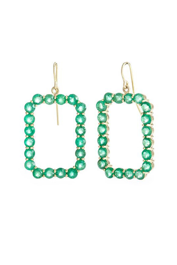 Sylva & Cie 18k Yellow Gold Zambian Emerald Phantom Earring