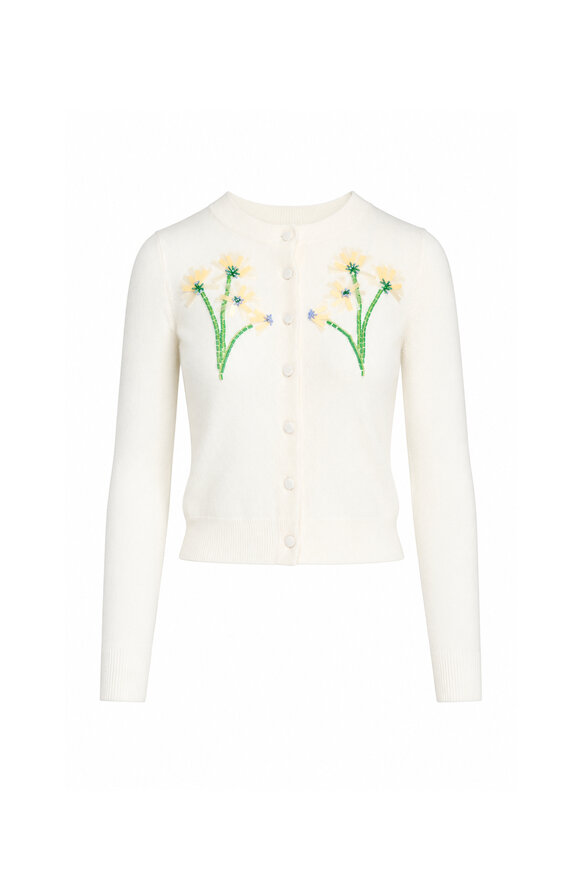 Leo Lin Claire Embellished Wildflower Knit Cardigan - view 1