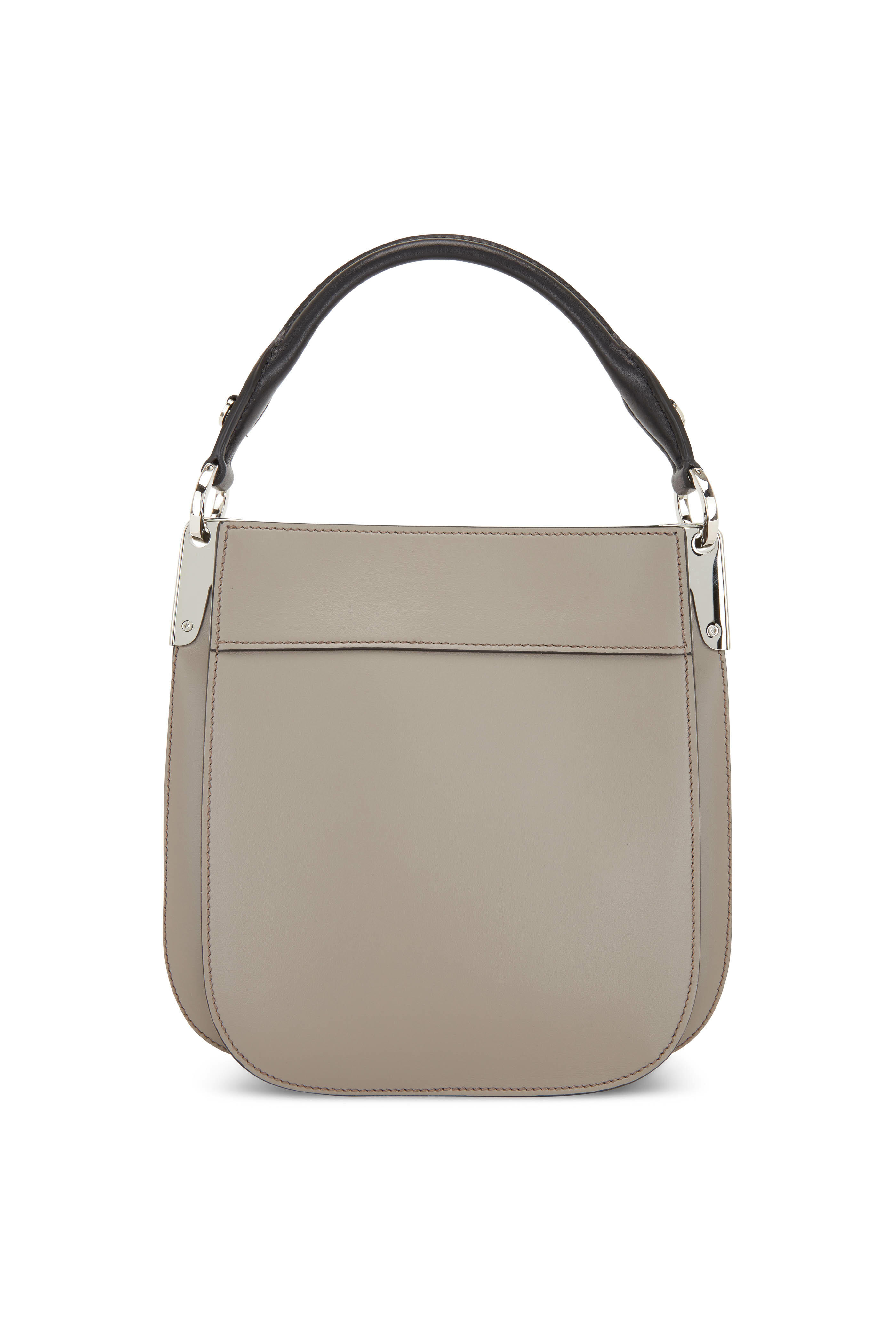 Prada - Gray & Black Leather Small City Crossbody