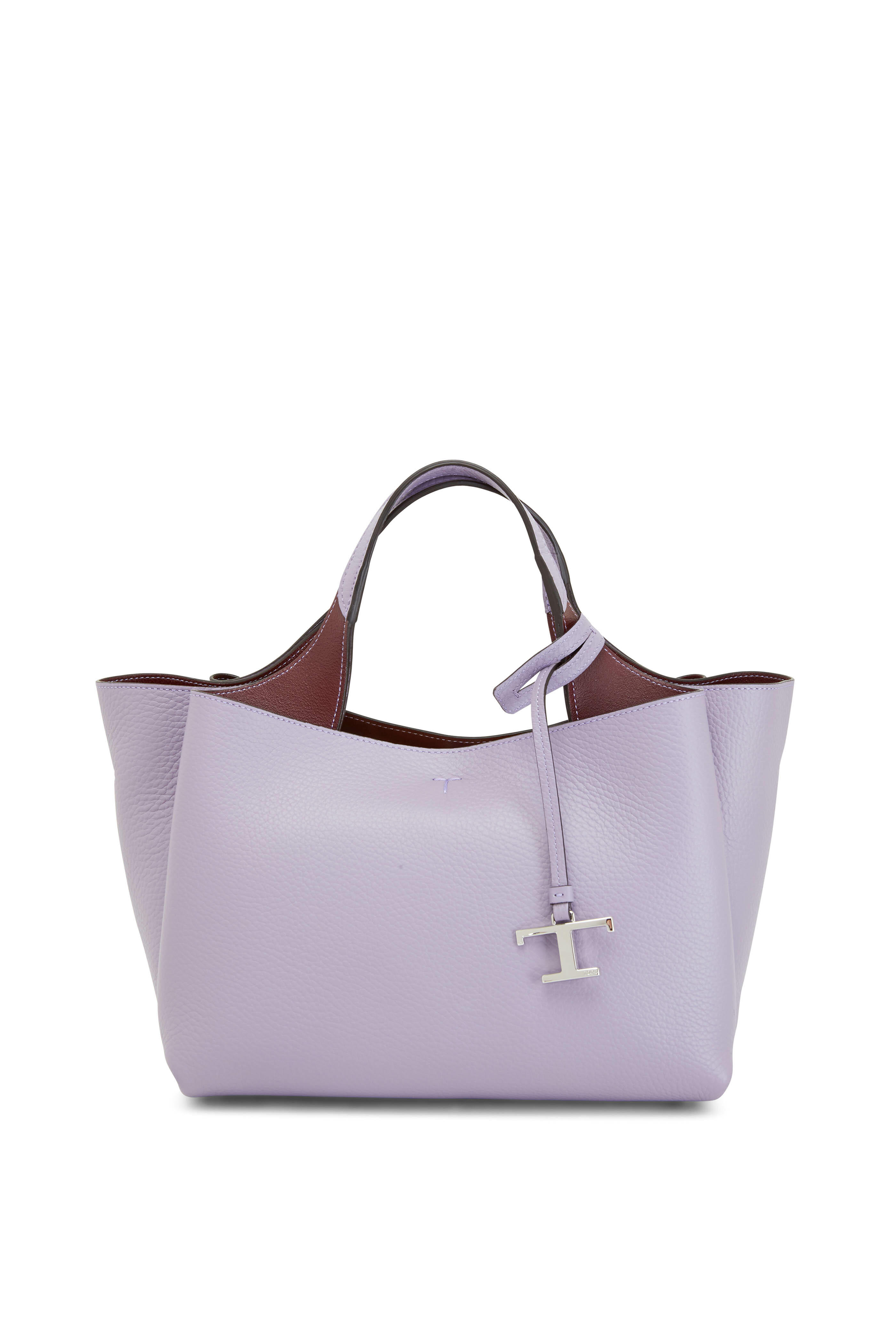 Tod's - Purple Leather Small T-Pendant Tote | Mitchell Stores