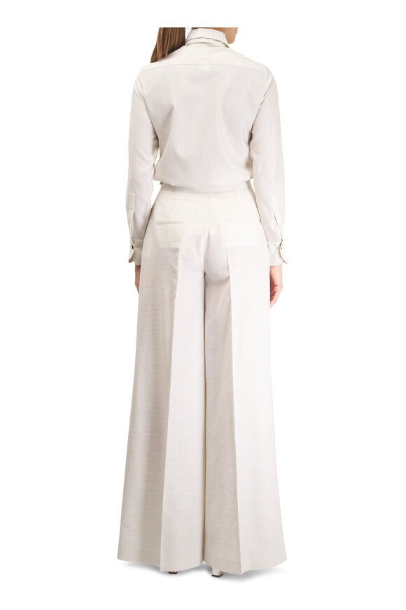 Kiton Cream Lurex Sheen Wide Leg Pant - view 4
