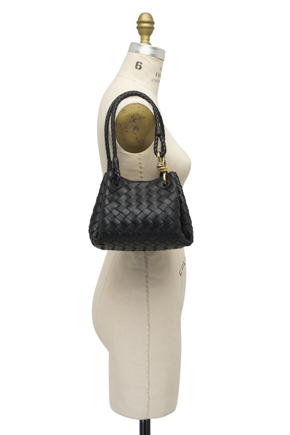 Bottega Veneta - Small Parachute Black Intrecciato Shoulder Bag