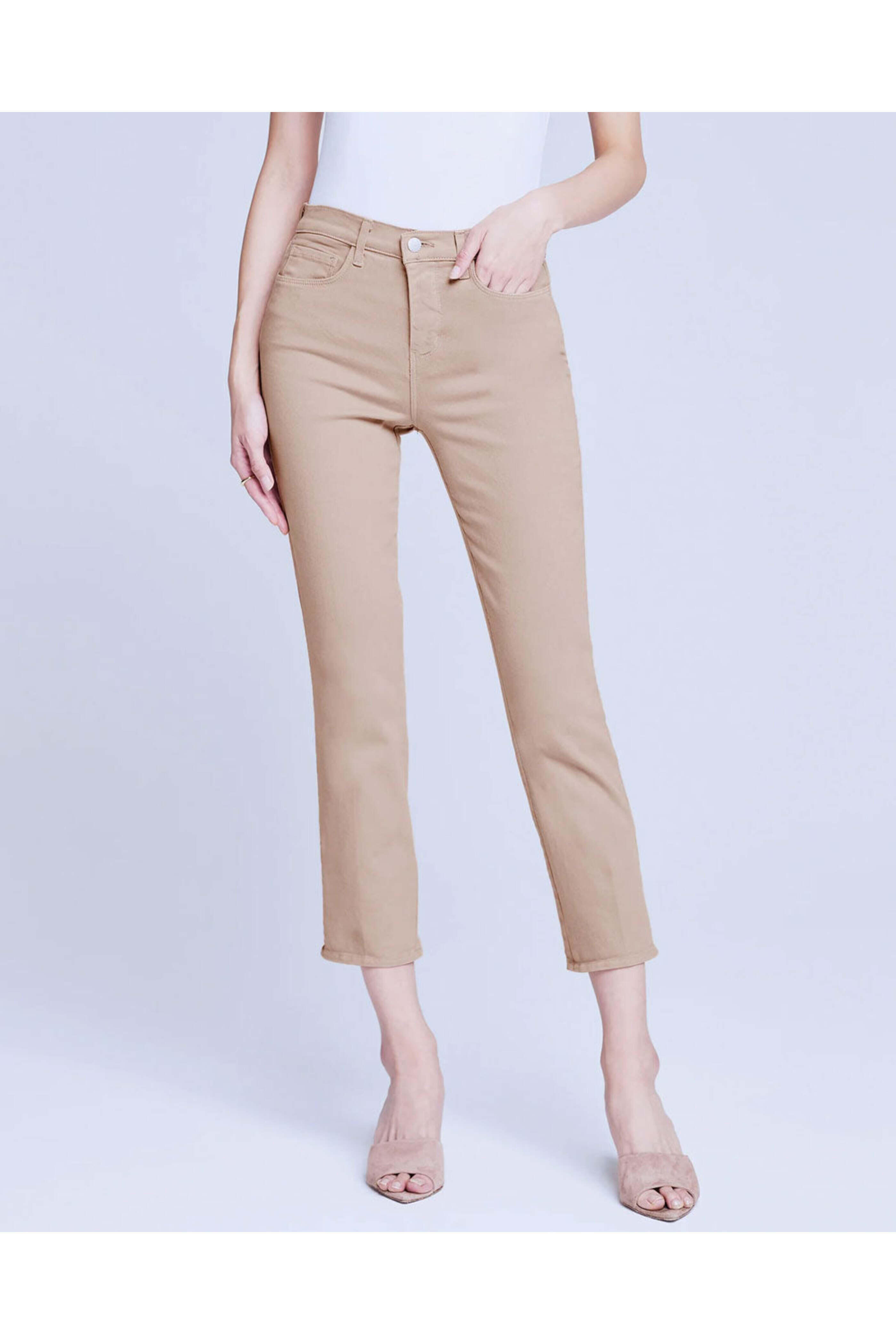 L'Agence - Alexia Cropped Cigarette Jeans in Cashew