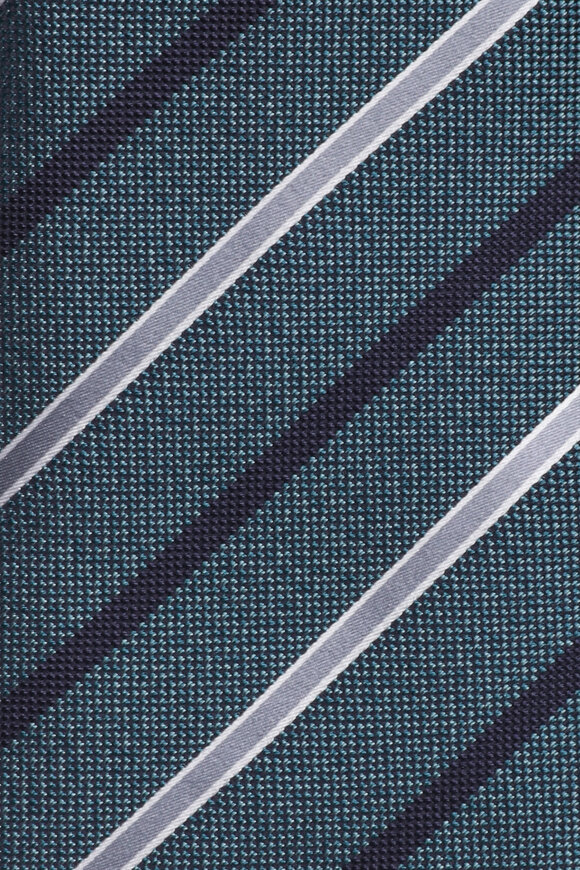 Isaia Dark Green Stripe Necktie - view 2