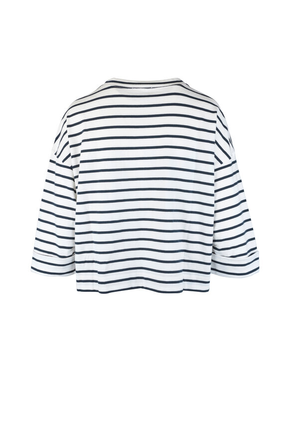 7 For All Mankind - Navy Blue & White Striped Knit Top 