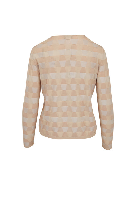 Akris - Beige & White Trapezoid Knit Pullover 