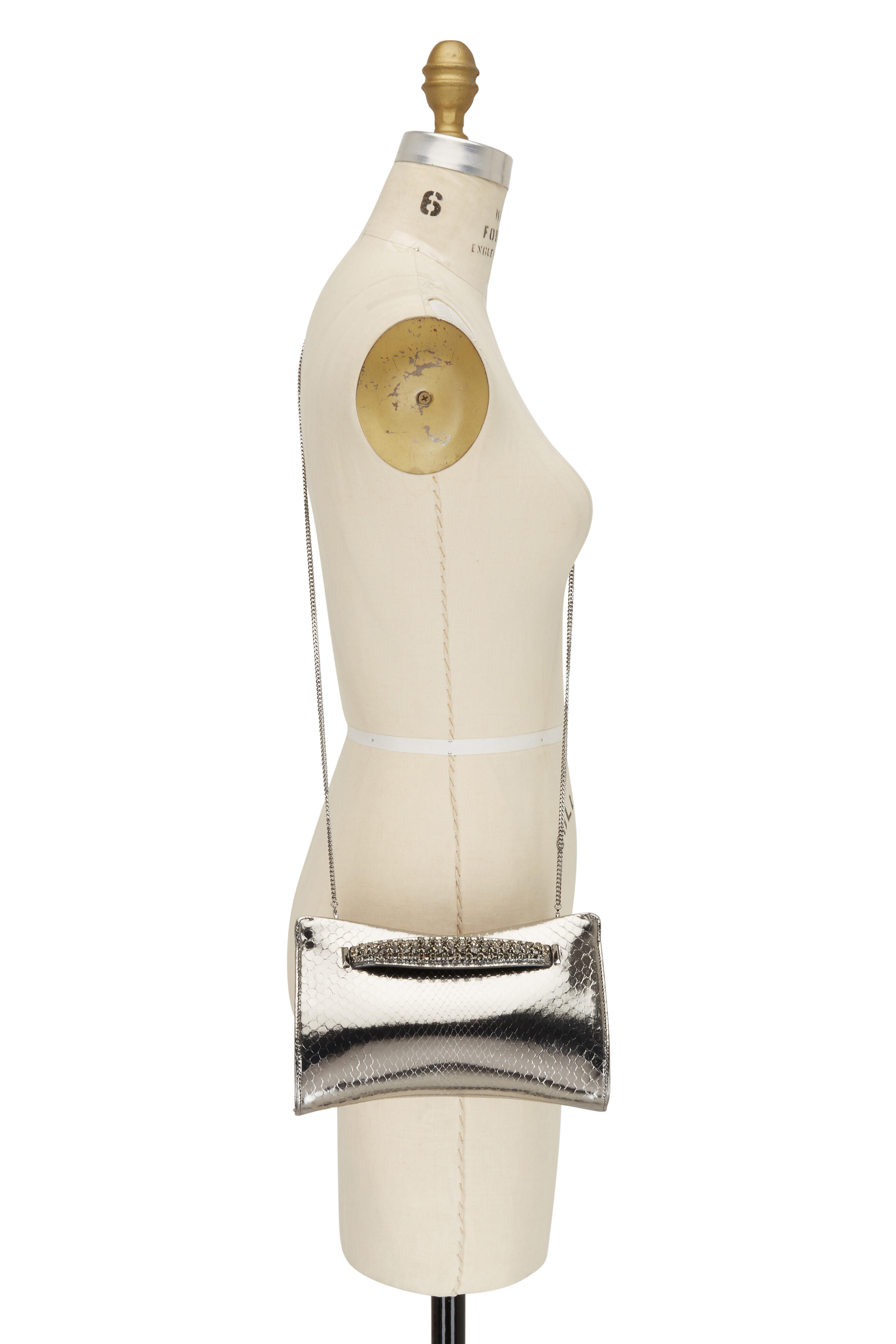 Jimmy Choo - Venus Silver Python Crystal Bracelet Clutch