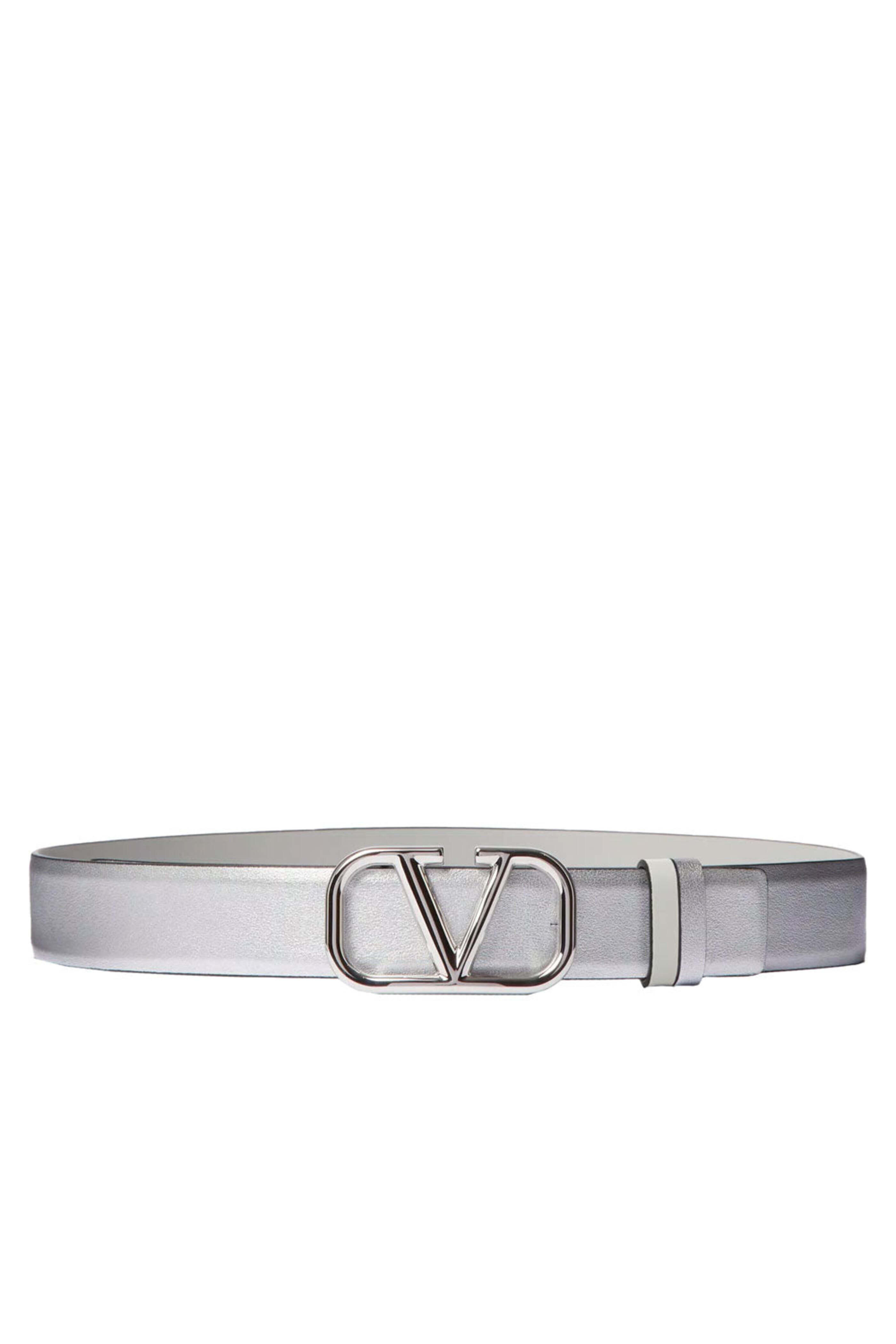 Valentino Garavani - Reversible VLogo Signature Belt in Silver & Grey