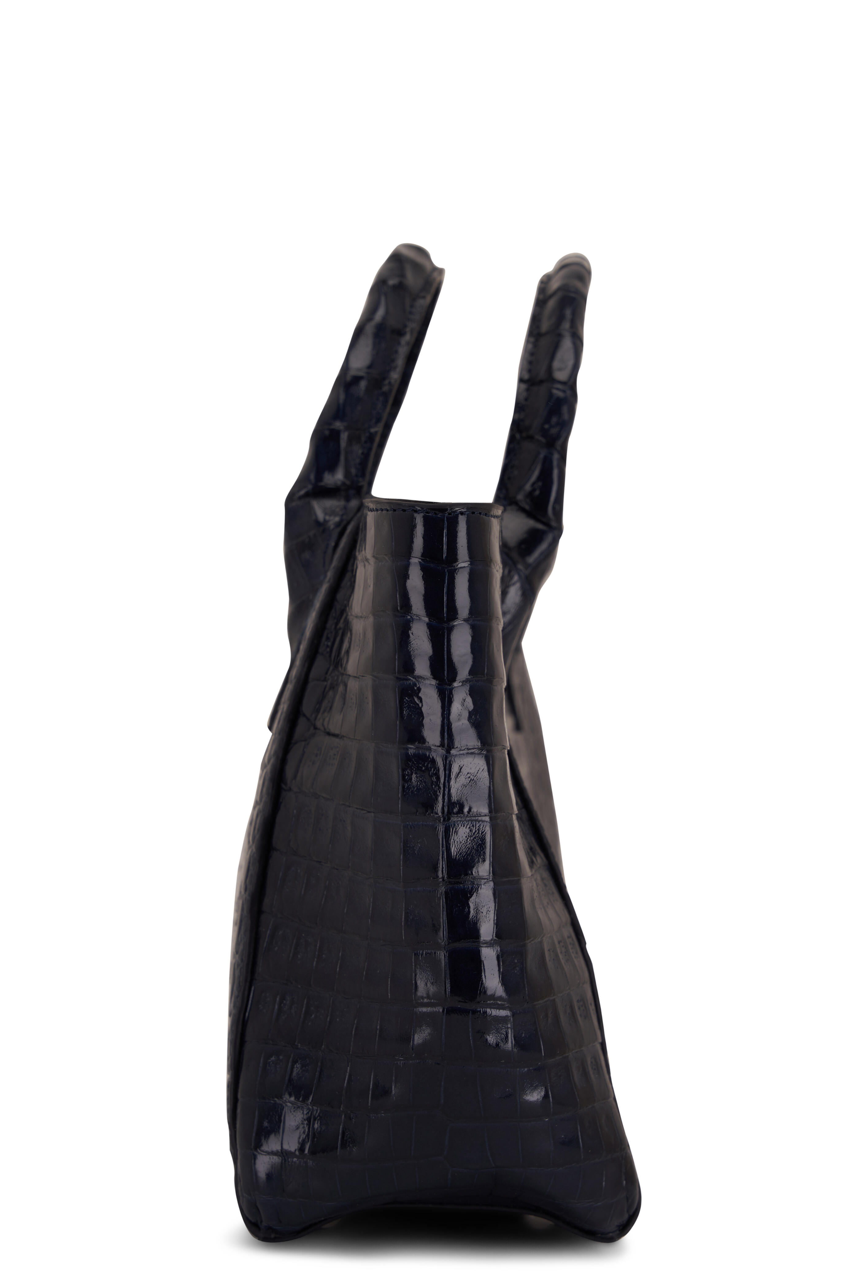 Maria Oliver - Virginia Navy Blue Shiny Leather Tote