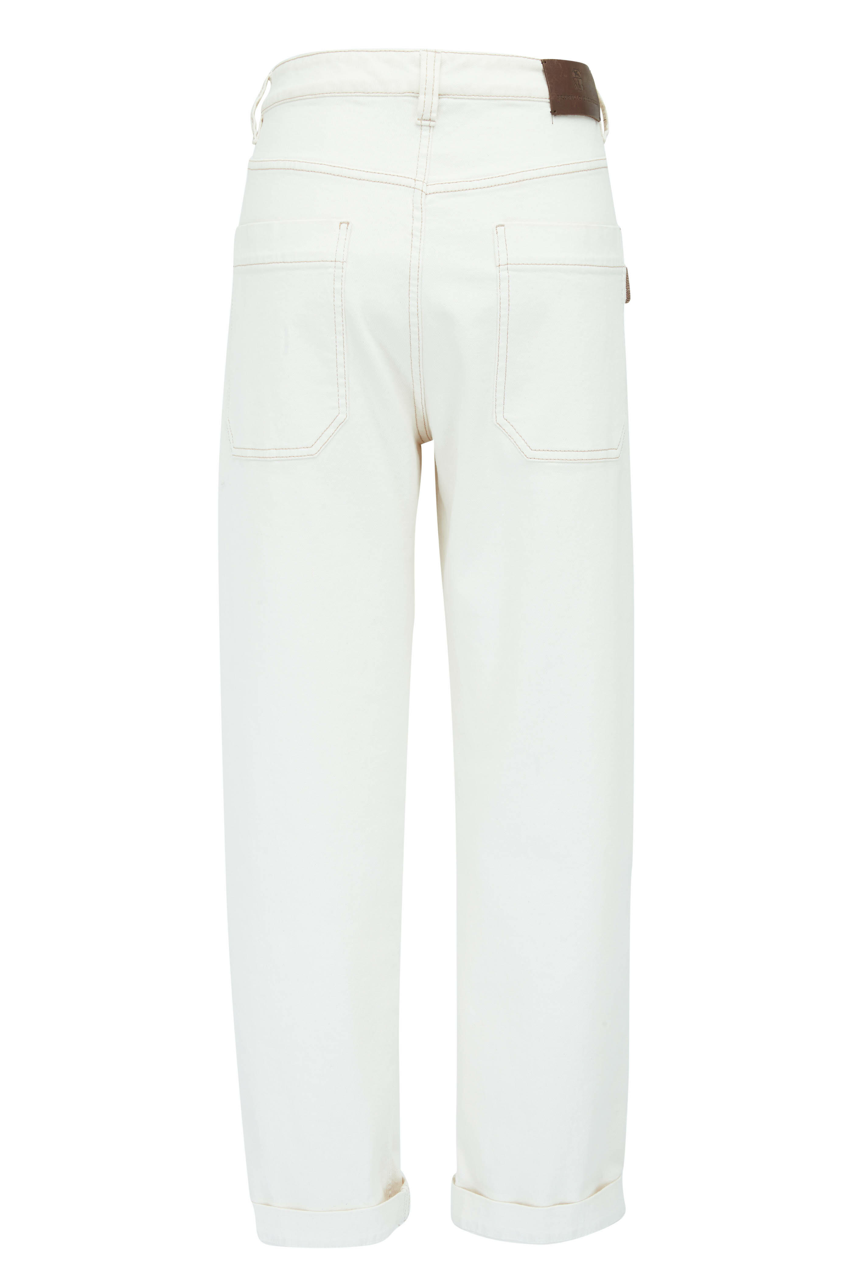 Brunello Cucinelli - Panama Beige Straight Leg Denim Cargo Pant