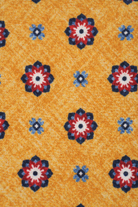 Kiton - Yellow & Red Floral Medallion Silk Necktie 