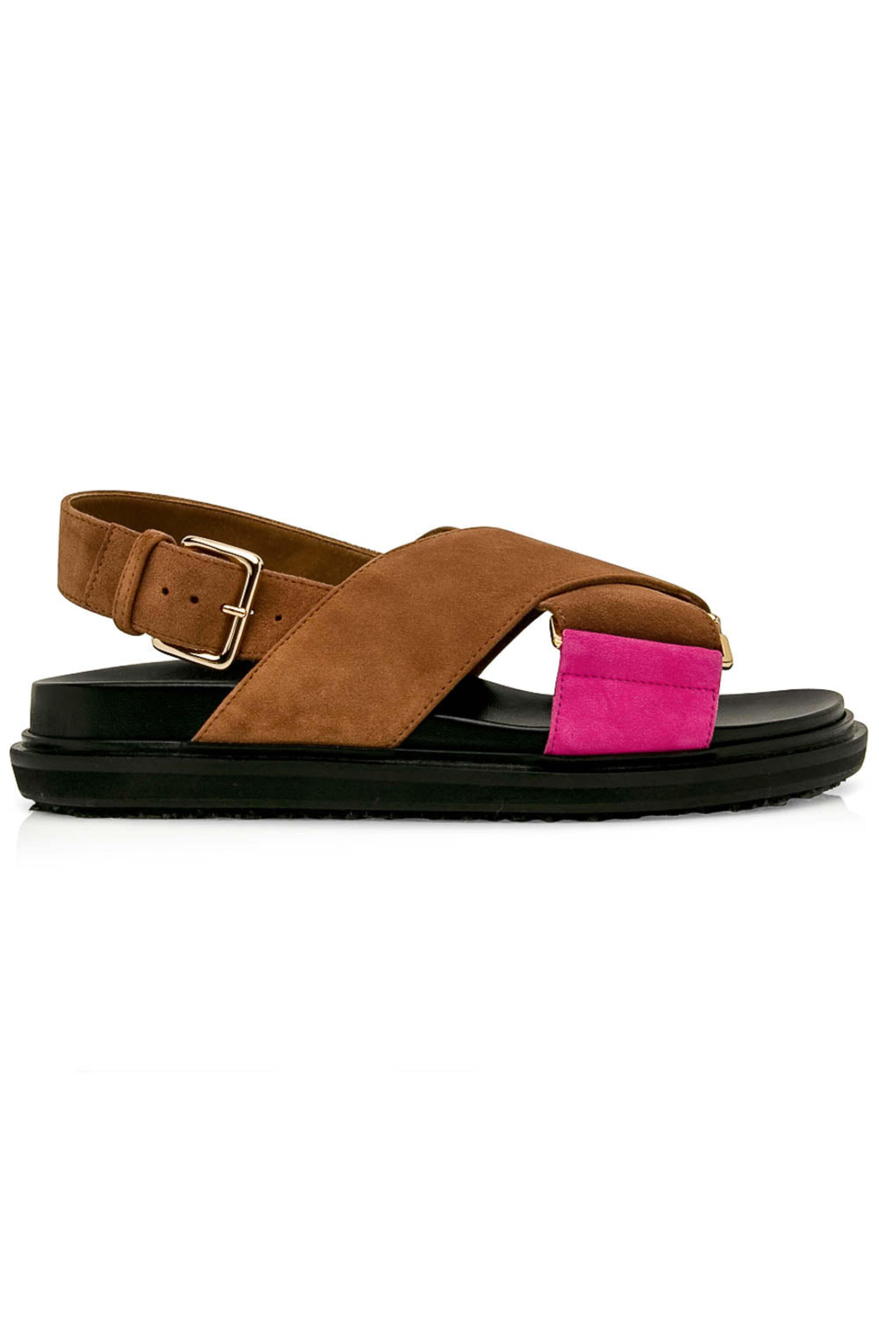 Marni - Brown and Fuchsia Crisscross Fussbett Sandal