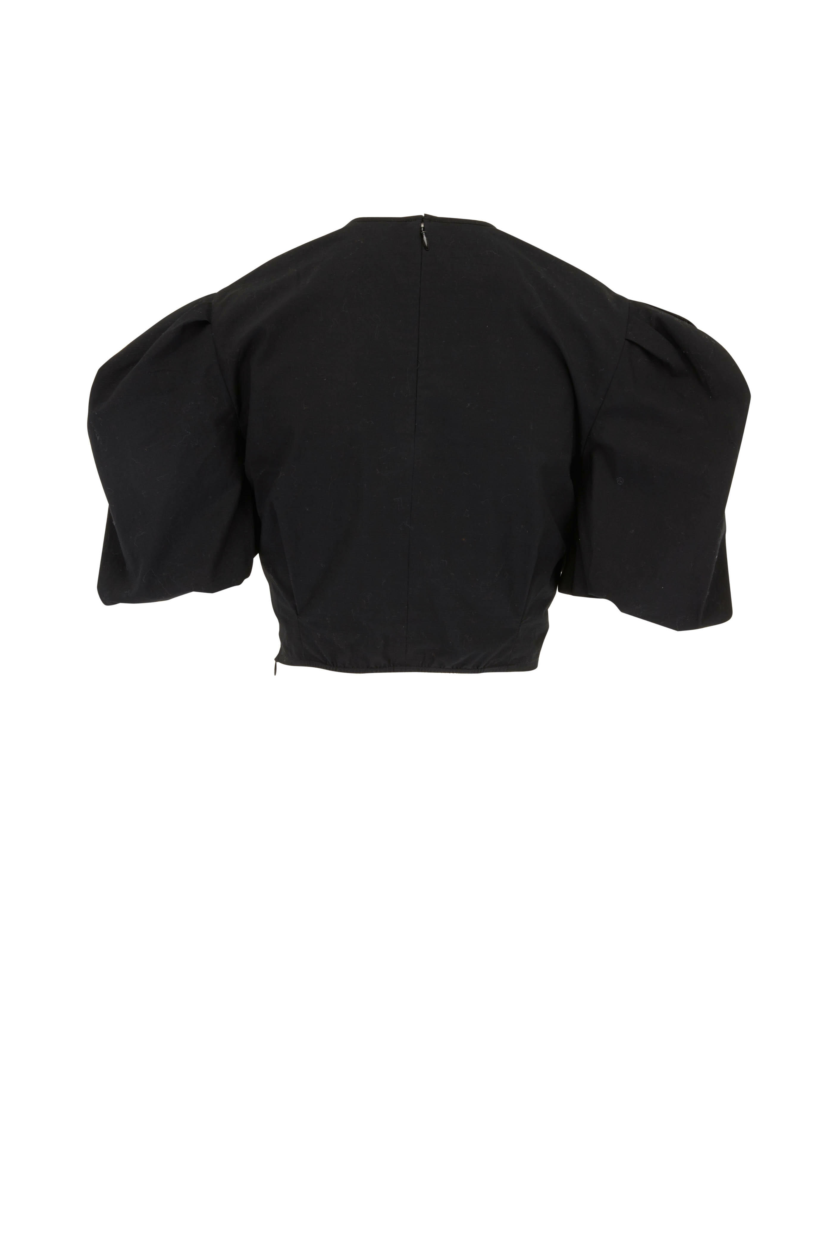 Vince - Black Twist Knot Puff Sleeve Blouse