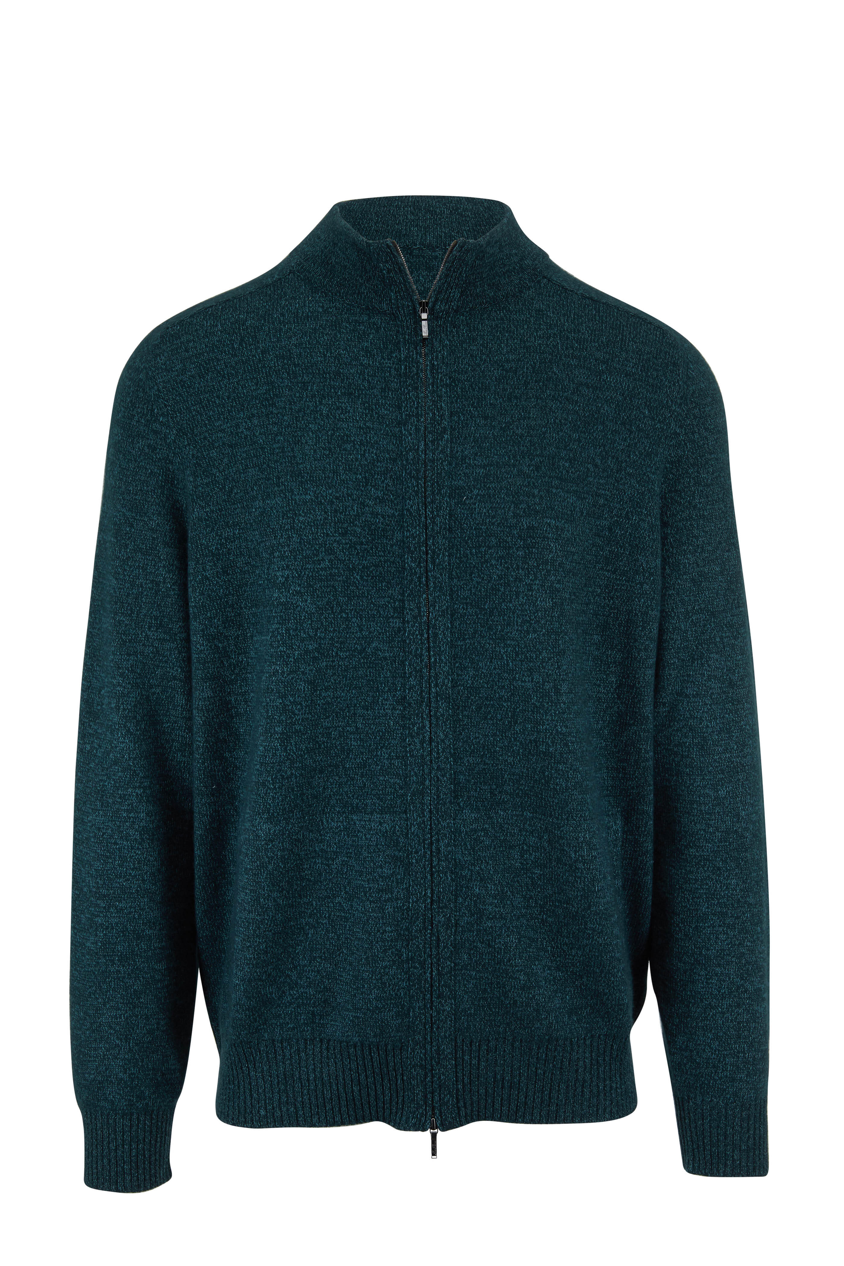 Loro Piana - Green Baby Cashmere & Silk Front Zip Sweater