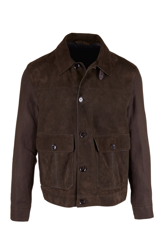 Brioni - Dark Green Linen & Suede Field Jacket