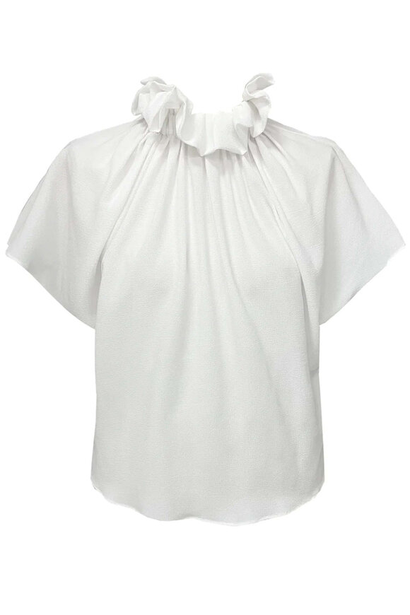 Edeline Lee Ivory Georgette Champion Ruff Blouse