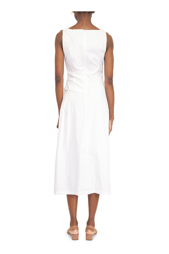 Lela Rose White Cotton Poplin Asymmetrical Flounce Dress - view 4