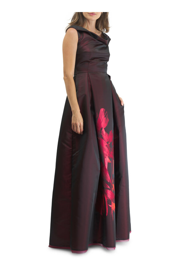 Talbot Runhof - Red Floral Bouquet Evening Gown 