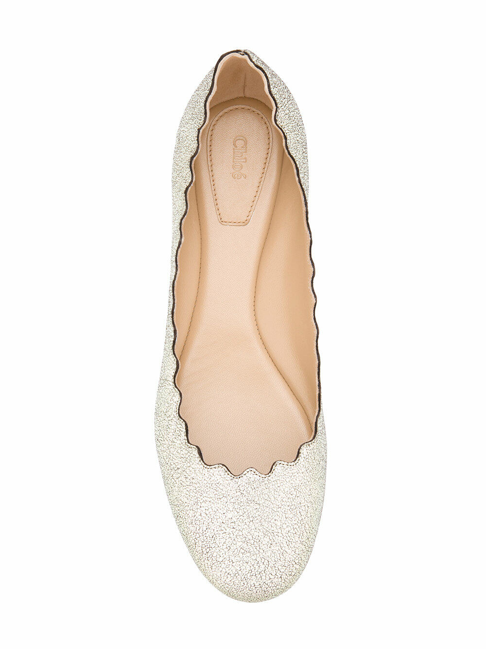 Chloé - Lauren Sliver Gray Glitter Leather Ballet Flat