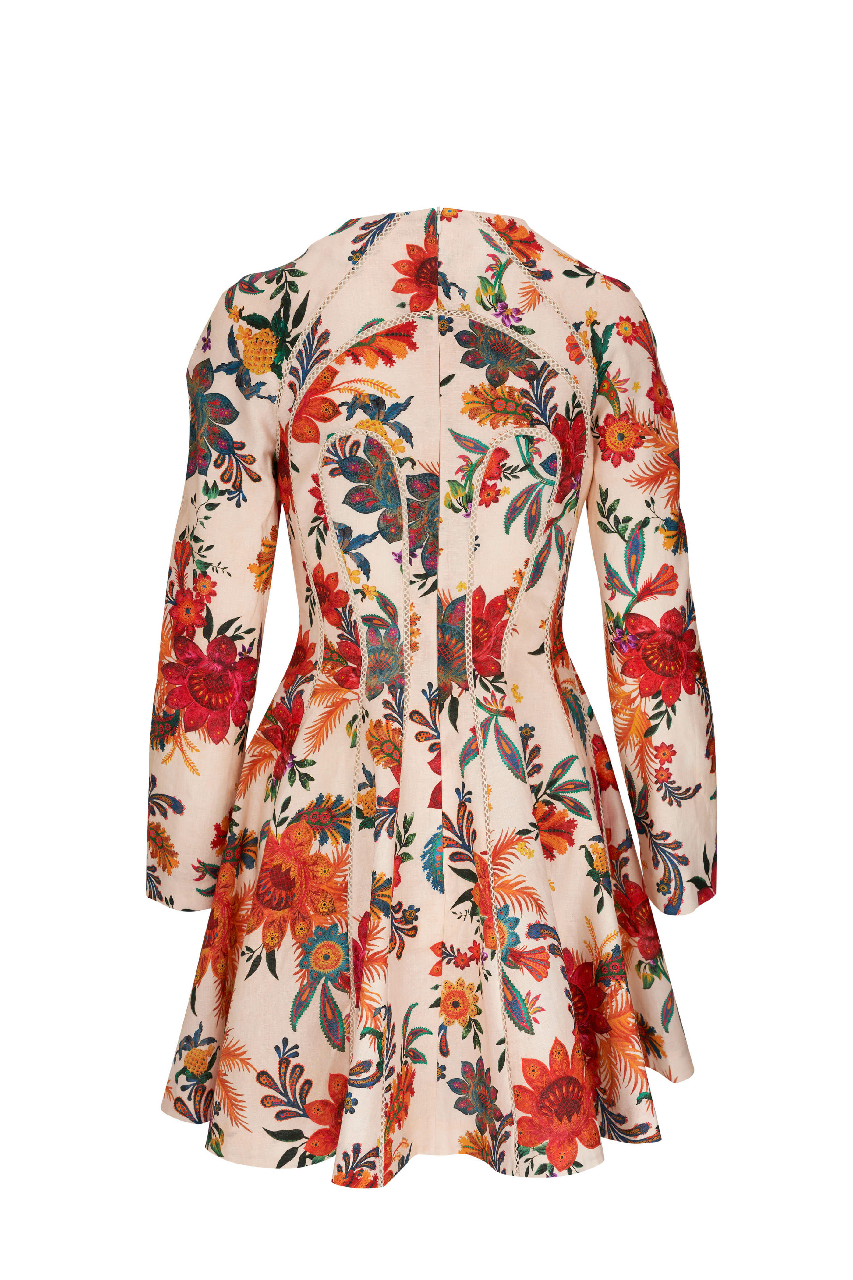 【CARAMEL】GINGER DRESS vintage floral 6y Orange Retro Floral Split Neck Puff Sleeve Mini Dress