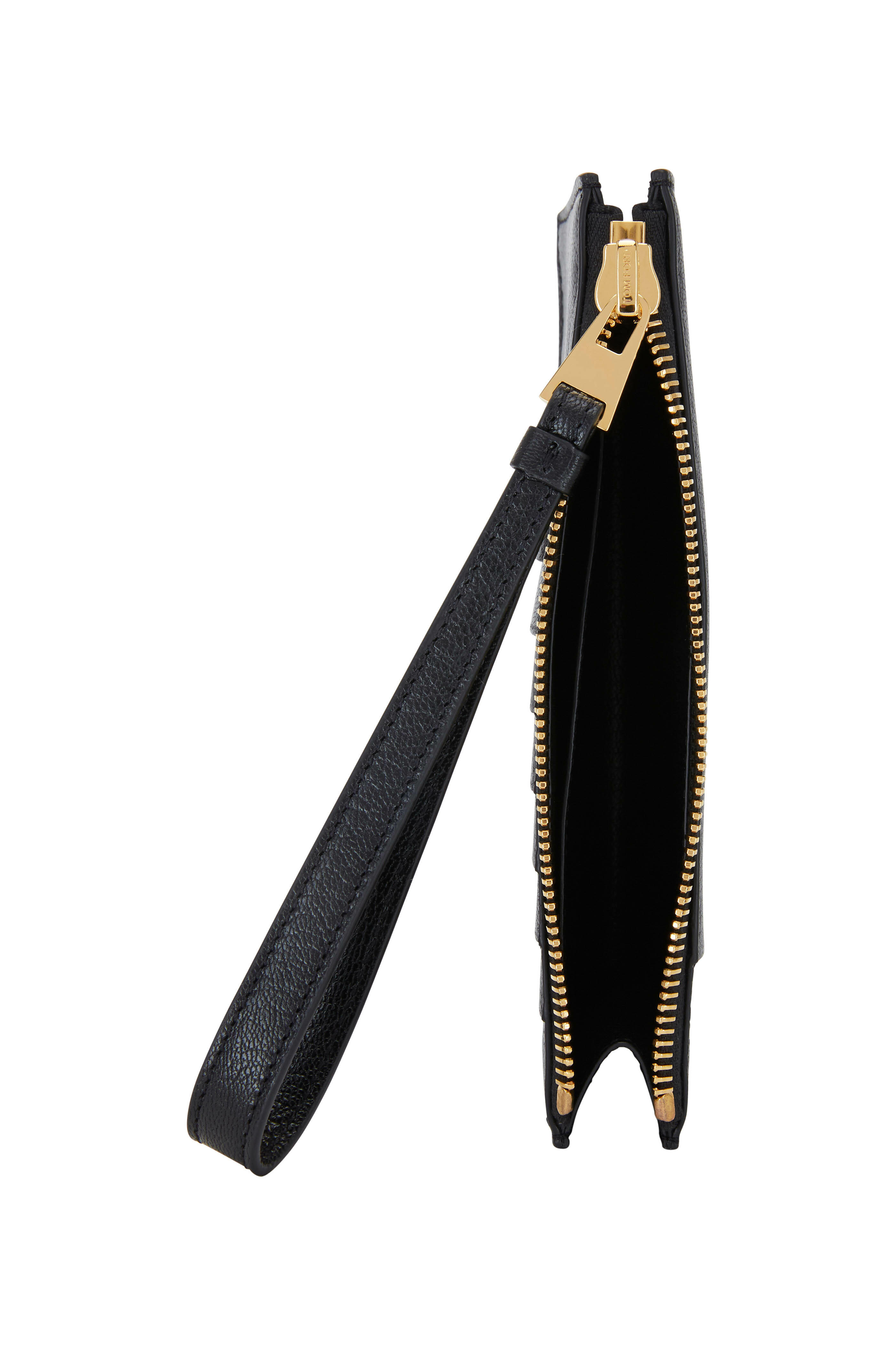 Tom Ford - TF Black Grained Leather Wristlet - view 4