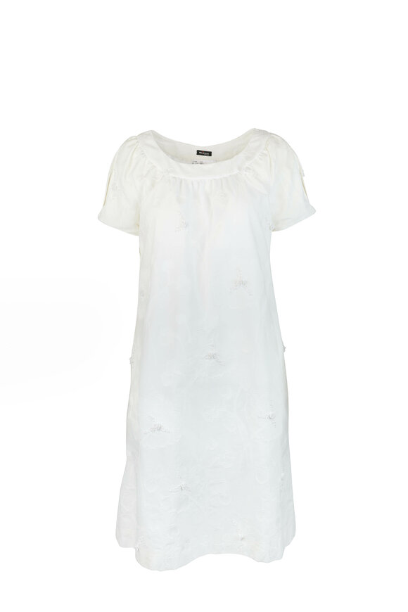 Kiton - White Floral Embroidered Dress 