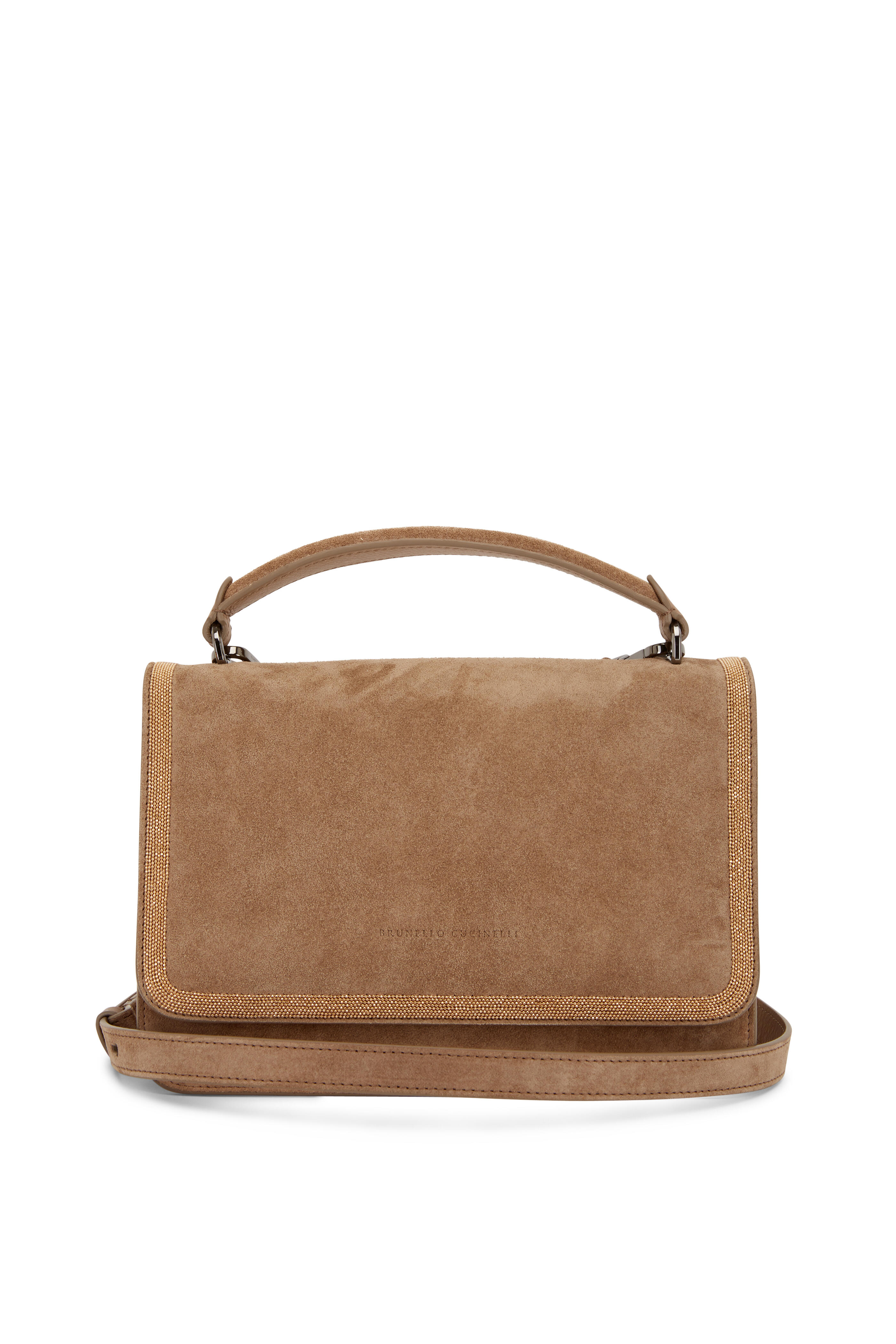 Brunello Cucinelli - Chocolate Suede Top Handle Shoulder Bag