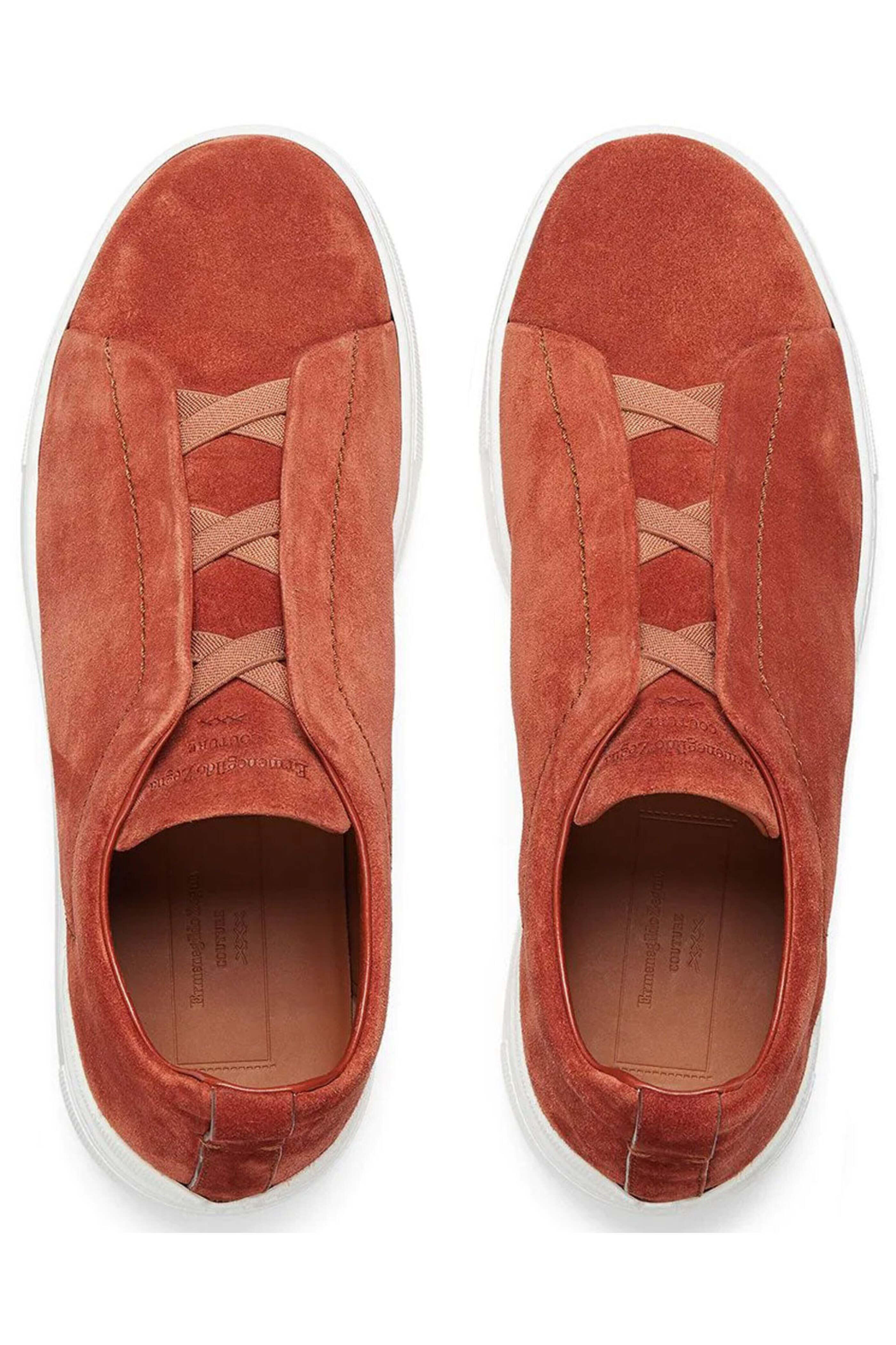 Zegna - Suede Triple Stitch Sneaker in Rust