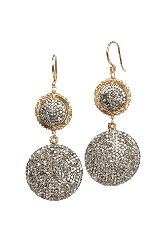 Dana Kellin - 14K Gold & Silver Pavé Diamond Circle Earrings