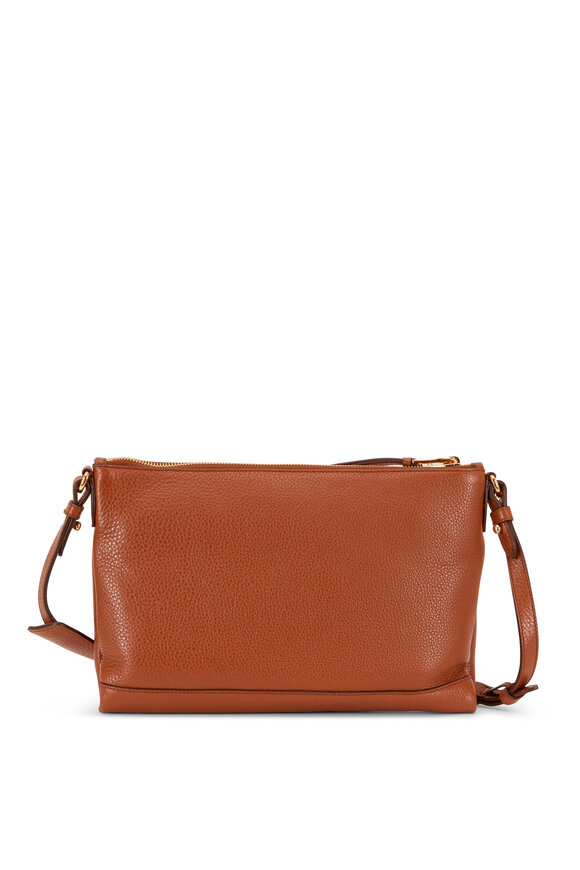 Prada - Cognac Grained Leather Crossbody Bag