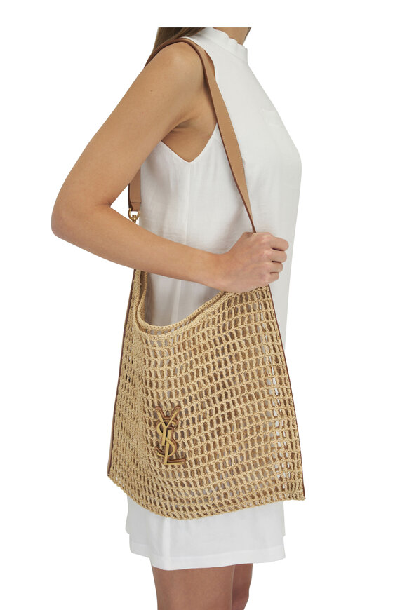 Saint Laurent - Oxalis Vintage Brown Raffia Crochet Shoulder Bag 