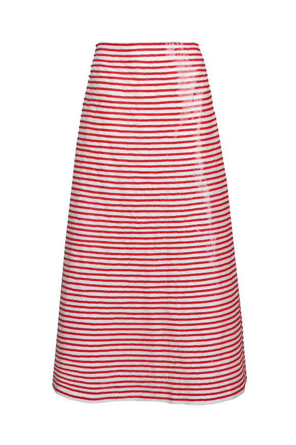スカート BERNADETTE Women Skirts PS25RTWSKIRTELLE12 Red Bernadette - Red and Ivory Sequin Stripe Caswell Skirt