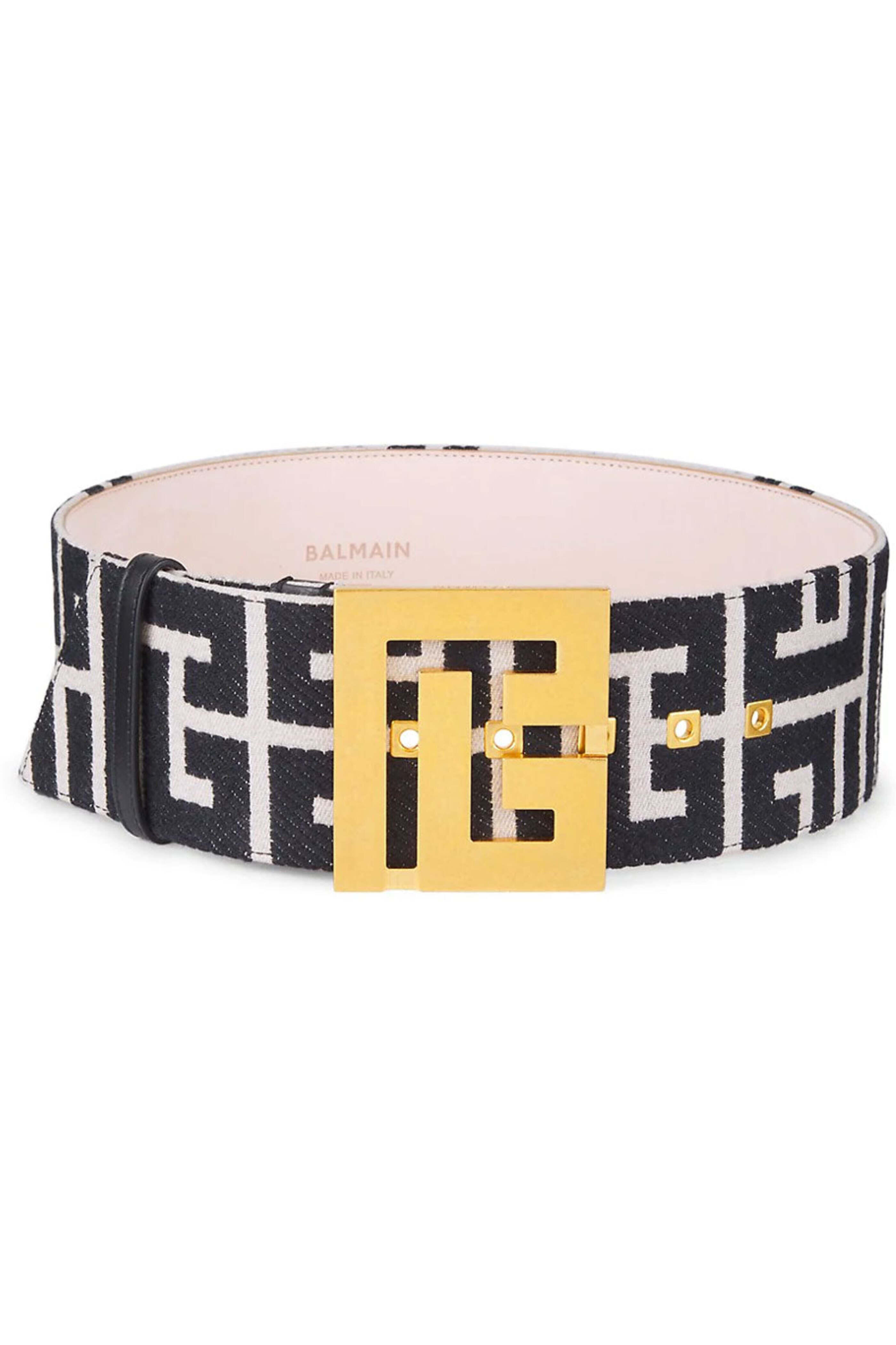 Balmain - Jacquard Monogram Maxi Belt in Ivory and Noir
