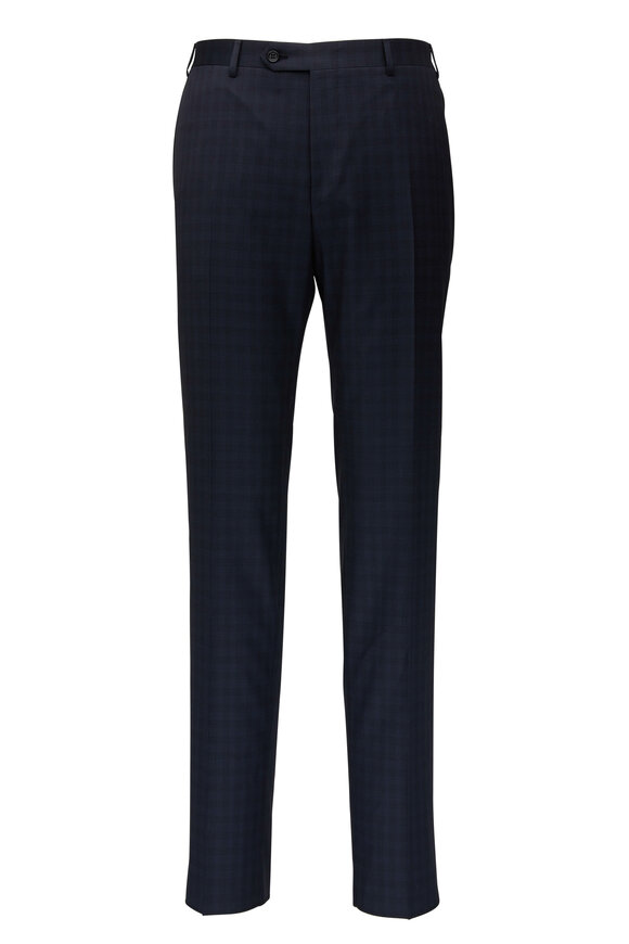 Canali - Navy Blue Tonal Plaid Wool Suit