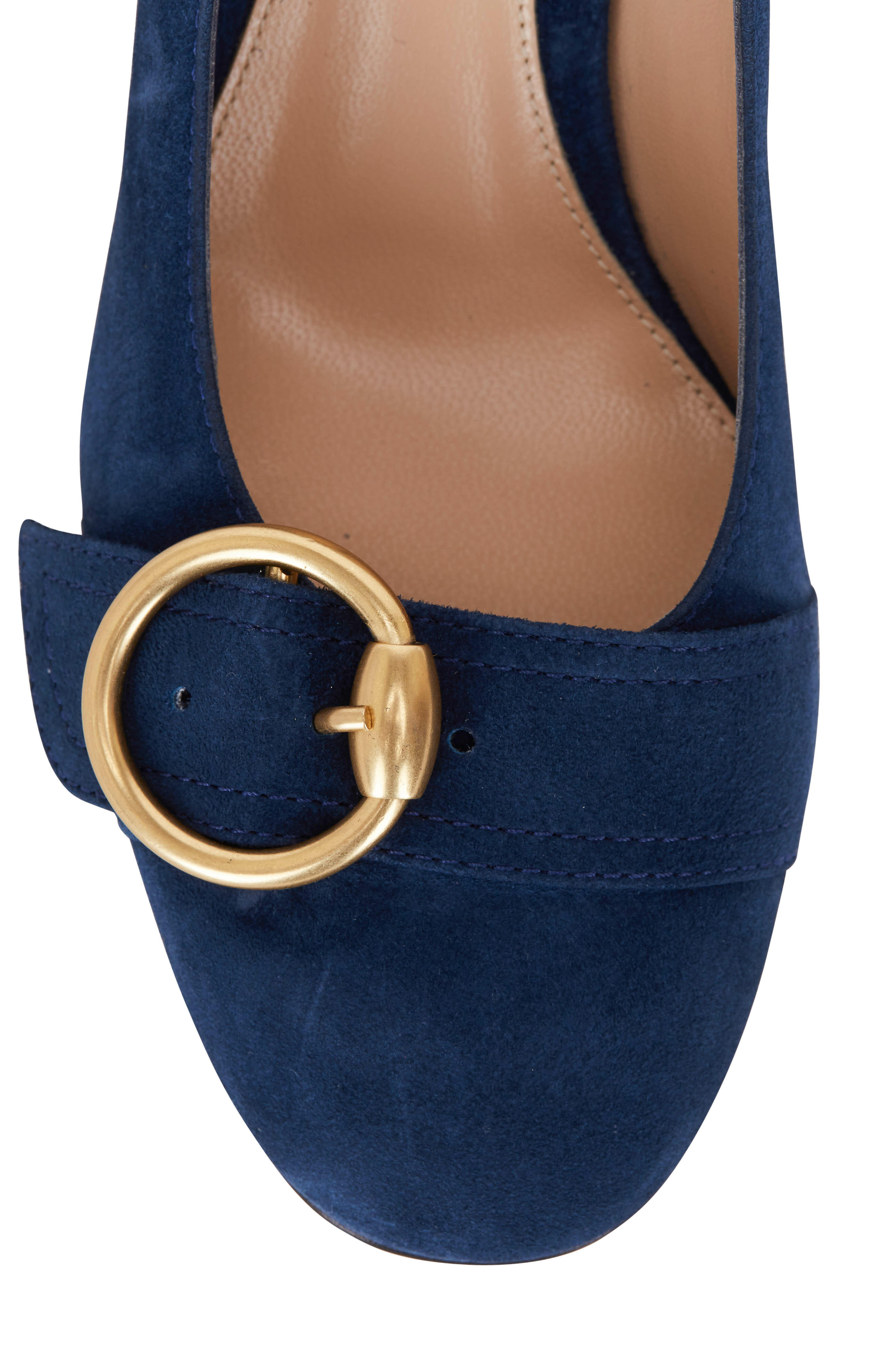 Gianvito Rossi - Pamela Midnight Suede Buckle Loafer, 60mm